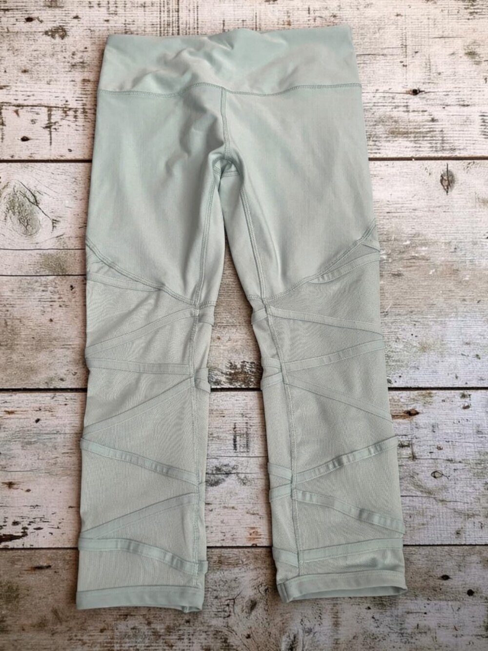 RBX Womens Activewear Mesh Detail Capri Leggings Light green blue M
